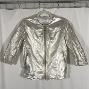 La Canadienne Silver Metallic Leather Jacket